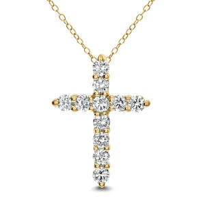 18KT 0.50 CT Diamond Cross Shape Pendant With Chain 18KT 0.50 CT Diamond Cross Shape Pendant With Chain