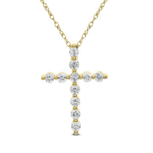 18KT 0.99 CT Diamond Cross Pendant With Chain 18KT 0.99 CT Diamond Cross Pendant With Chain