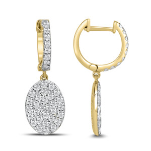 18KT 1.64 CT Oval Cluster Diamond Drop Earring 18KT 1.64 CT Oval Cluster Diamond Drop Earring