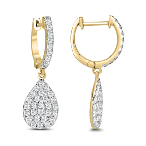 18KT 1.44 CT Pear Cluster Diamond Drop Earring 18KT 1.44 CT Pear Cluster Diamond Drop Earring