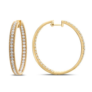 18KT 2.50 CT Inside Out Diamond Hoop Earring 18KT 2.50 CT Inside Out Diamond Hoop Earring