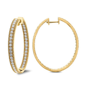 18KT 2.25 CT Inside Out Diamond Hoop Earring 18KT 2.25 CT Inside Out Diamond Hoop Earring