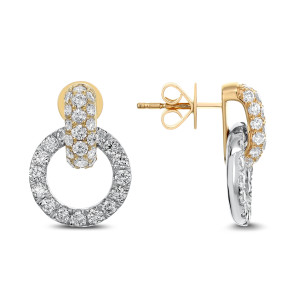 18KT 2.00 CT Two Tone Drop Diamond Earring 18KT 2.00 CT Two Tone Drop Diamond Earring