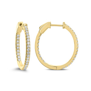 18KT 0.80 CT Diamond Inside Outside Hoop Earrings 18KT 0.80 CT Diamond Inside Outside Hoop Earrings