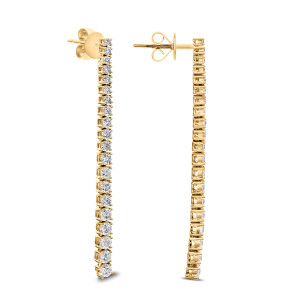 18KT 1.50 CT Diamond Linear Drop Earrings 18KT 1.50 CT Diamond Linear Drop Earrings