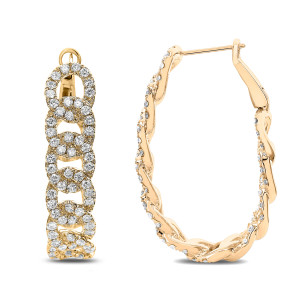 18KT 4.40 CT Interlocked Diamond Hoop Earring 18KT 4.40 CT Interlocked Diamond Hoop Earring