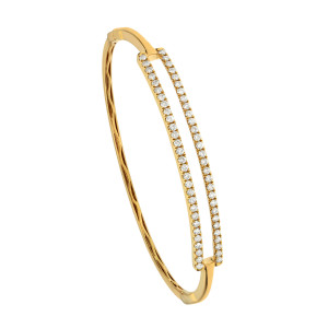 18KT 1.00 CT Double Lines Diamond Bangle 18KT 1.00 CT Double Lines Diamond Bangle