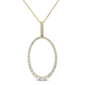 18KT 1.00 CT Diamond Oval Shape Pendant With Chain 18KT 1.00 CT Diamond Oval Shape Pendant With Chain