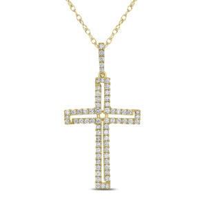 18KT 0.52 CT Diamond Cross Pendant With Chain 18KT 0.52 CT Diamond Cross Pendant With Chain