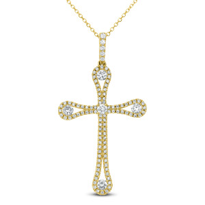 18KT 0.80 CT Diamond Cross Pendant With Chain 18KT 0.80 CT Diamond Cross Pendant With Chain