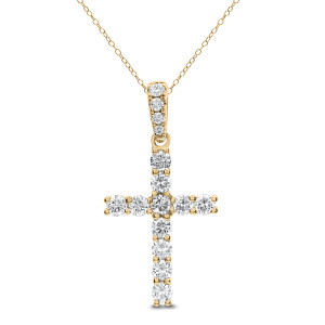 18KT 1.00 CT Diamond Cross Pendant With Chain 18KT 1.00 CT Diamond Cross Pendant With Chain