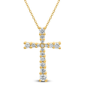 18KT 1.00 CT Diamond Cross Pendant With Chain 18KT 1.00 CT Diamond Cross Pendant With Chain
