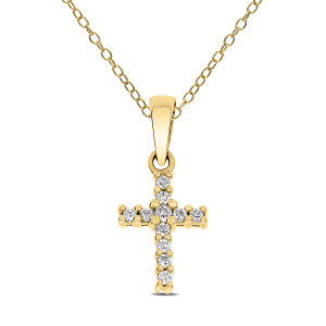 18KT 0.10 CT Diamond Cross Pendant With Chain 18KT 0.10 CT Diamond Cross Pendant With Chain
