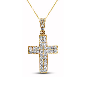 18KT 0.94 CT Diamond Cross Pendant With Chain 18KT 0.94 CT Diamond Cross Pendant With Chain