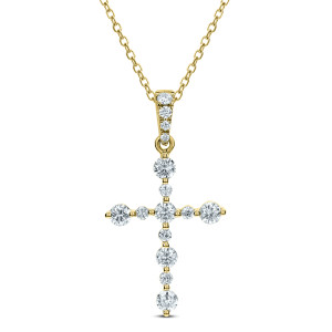 18KT 0.38 CT Diamond Cross Pendant With Chain 18KT 0.38 CT Diamond Cross Pendant With Chain