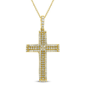 18KT 1.00 CT Diamond Cross Pendant With Chain 18KT 1.00 CT Diamond Cross Pendant With Chain