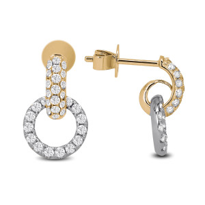 18KT 0.72 CT Two-Tone Gold Diamond Drop Earrings 18KT 0.72 CT Two-Tone Gold Diamond Drop Earrings