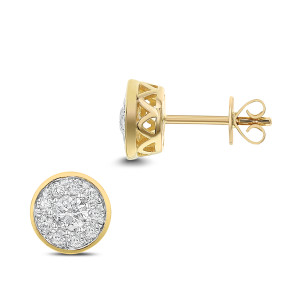 18KT 0.75 CT Round Cluster Diamond Stud Earring 18KT 0.75 CT Round Cluster Diamond Stud Earring