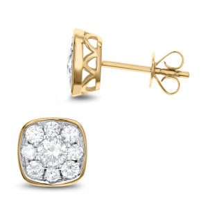 18KT 1.00 CT Square Cluster Round Diamond Earring 18KT 1.00 CT Square Cluster Round Diamond Earring