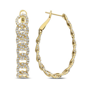 18KT 3.65 CT Interlocked Diamond Hoop Earring 18KT 3.65 CT Interlocked Diamond Hoop Earring
