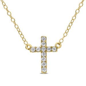 14KT 0.12 CT Diamond Cross Pendant Necklace With Chain 14KT 0.12 CT Diamond Cross Pendant Necklace With Chain