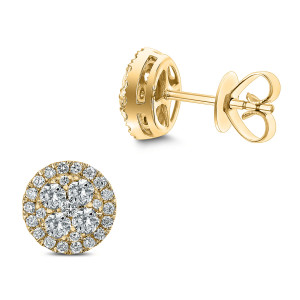18KT 0.97 CT Diamond Round Cluster Earrings 18KT 0.97 CT Diamond Round Cluster Earrings