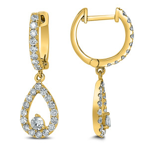 18KT 1.08 CT Diamond Tear Drop Earrings 18KT 1.08 CT Diamond Tear Drop Earrings