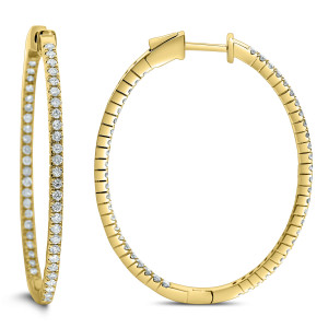18KT 1.95 CT Diamond Oval Hoop Earrings 18KT 1.95 CT Diamond Oval Hoop Earrings