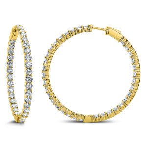 18KT 7.25 CT Diamond Inside Outside Hoop Earrings 18KT 7.25 CT Diamond Inside Outside Hoop Earrings