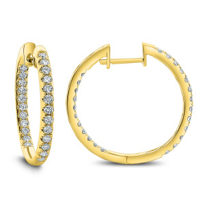 18KT 1.00 CT Diamond Inside Outside Hoop Earrings 18KT 1.00 CT Diamond Inside Outside Hoop Earrings