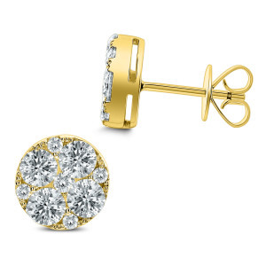 18KT 2.50 CT Diamond Round Cluster Stud Earrings 18KT 2.50 CT Diamond Round Cluster Stud Earrings