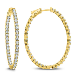 18KT 4.50 CT Diamond Oval Hoop Earrings 18KT 4.50 CT Diamond Oval Hoop Earrings