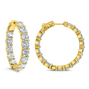 18KT 14.32 CT Diamond Inside Outside Hoop Earrings 18KT 14.32 CT Diamond Inside Outside Hoop Earrings