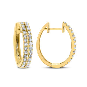 18KT 0.50 CT Diamond Double Row Hoop Earrings 18KT 0.50 CT Diamond Double Row Hoop Earrings