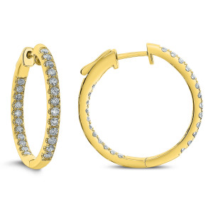 18KT 1.00 CT Diamond Inside Outside Hoop Earrings 18KT 1.00 CT Diamond Inside Outside Hoop Earrings