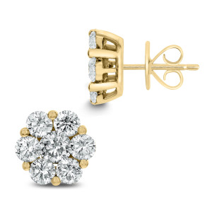 18KT 4.00 CT Diamond Floral Cluster Stud Earrings 18KT 4.00 CT Diamond Floral Cluster Stud Earrings