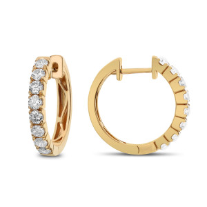 18KT 1.00 CT Diamond Round Hoop Earrings 18KT 1.00 CT Diamond Round Hoop Earrings