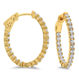 18KT 2.50 CT Inside Out Diamond Hoop Earrings 18KT 2.50 CT Inside Out Diamond Hoop Earrings