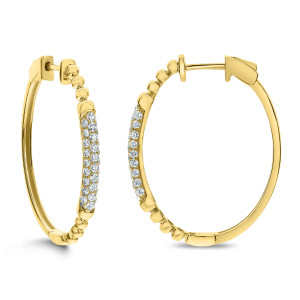 18KT 0.75 CT Diamond Oval Hoop Earrings 18KT 0.75 CT Diamond Oval Hoop Earrings