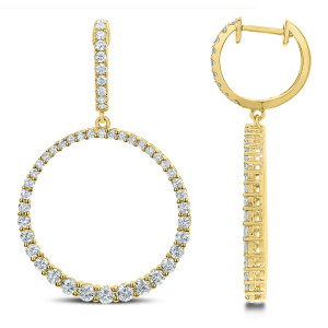 18KT 1.85 CT Diamond Open Circle Dangle Earrings 18KT 1.85 CT Diamond Open Circle Dangle Earrings