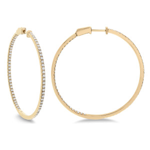 14KT 1.45 CT Diamond Round Hoop Earrings 14KT 1.45 CT Diamond Round Hoop Earrings