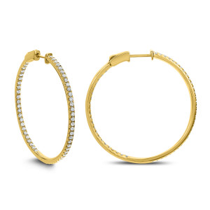 14KT 1.19 CT Diamond Hoop Earrings 14KT 1.19 CT Diamond Hoop Earrings