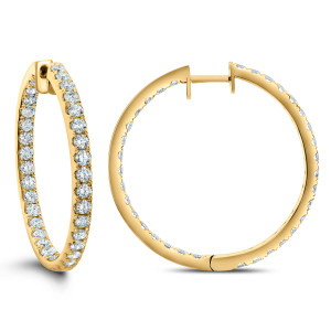 18KT 3.00 CT Diamond Hoop Earrings 18KT 3.00 CT Diamond Hoop Earrings
