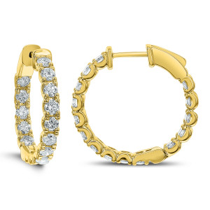 18KT 2.50 CT Diamond Inside Outside Hoop Earrings 18KT 2.50 CT Diamond Inside Outside Hoop Earrings