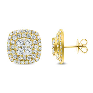 18KT 3.72 CT Diamond Double Halo Cluster Stud Earrings 18KT 3.72 CT Diamond Double Halo Cluster Stud Earrings
