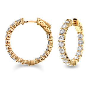 18KT 3.00 CT Diamond Hoop Earrings 18KT 3.00 CT Diamond Hoop Earrings