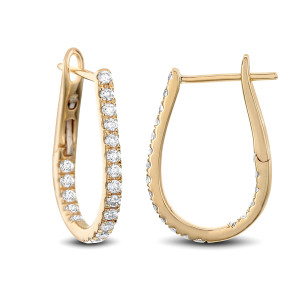 18KT 0.46 CT Diamond Oval Hoop Earrings 18KT 0.46 CT Diamond Oval Hoop Earrings