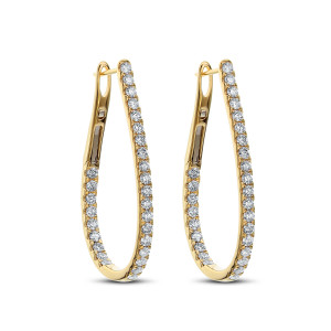 18KT 2.00 CT Diamond Oval Shape Hoop Earrings 18KT 2.00 CT Diamond Oval Shape Hoop Earrings