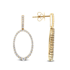 18KT 1.00 CT Diamond Oval Dangle Earrings 18KT 1.00 CT Diamond Oval Dangle Earrings