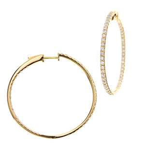 18KT 3.00 CT Diamond Hoop Earrings 18KT 3.00 CT Diamond Hoop Earrings